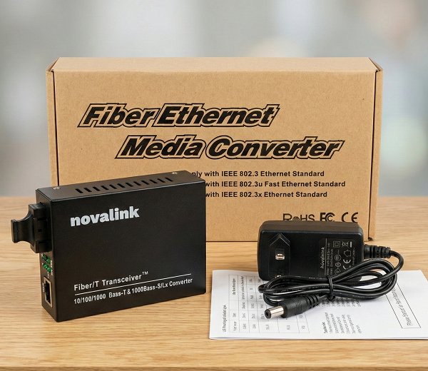 Bộ Chuyển Đổi Quang Sang RJ45 SC Single Mode 1Gb 2 Sợi Novalink NV-43102D-SM-25 -Truyền 25km